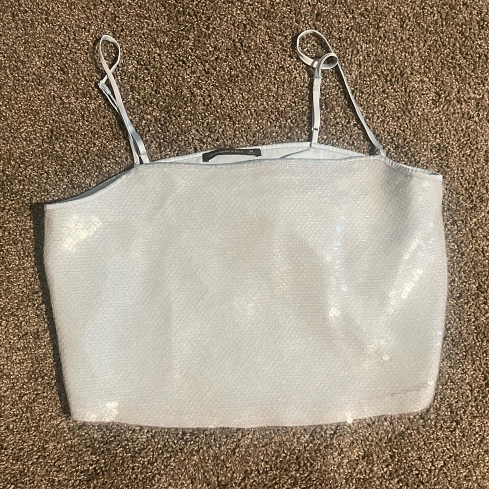 Abercrombie & Fitch Light Blue Sequin Crop Top